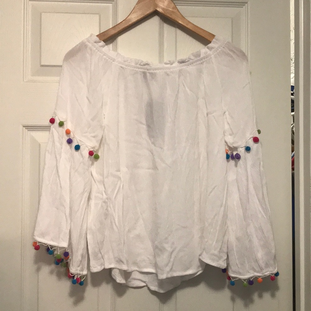 Pom Pom off shoulder top